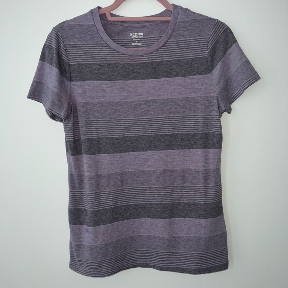 Purple and gray striped t shirt